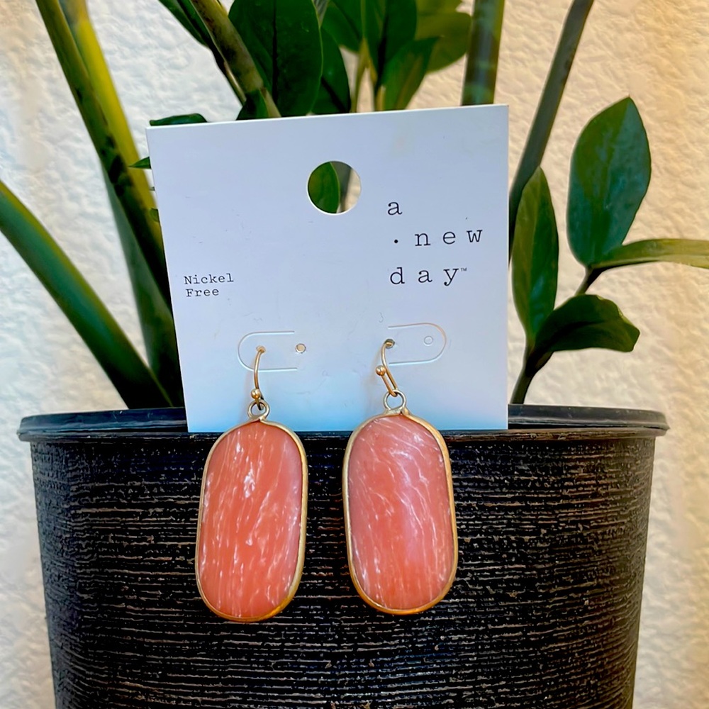 A New Day coral and white marble Earrings